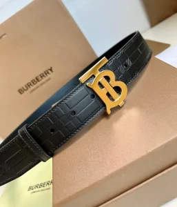 Essenceofluxury Mens Belts Burberry TB Belt in Black Leather 35MM A175PP240 AA202487