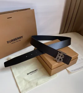 Essenceofluxury Mens Belts Burberry TB Belt in Black Leather 35MM A175PP240 AA202491