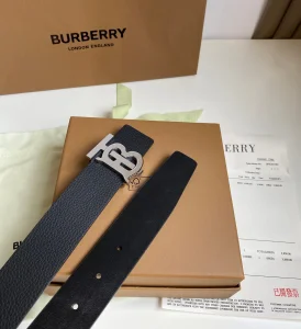 Essenceofluxury Mens Belts Burberry TB Belt in Black Leather 35MM A175PP240 AA202491