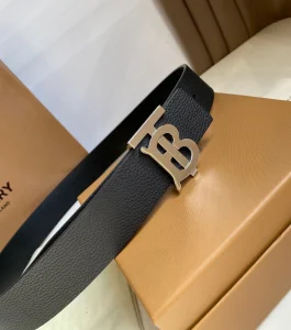 Essenceofluxury Mens Belts Burberry TB Belt in Black Leather 35MM A175PP240 AA202491