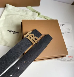 Essenceofluxury Mens Belts Burberry TB Belt in Black Leather 35MM A175PP240 AA202492