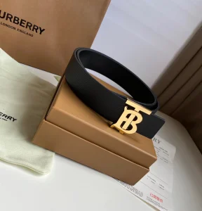 Essenceofluxury Mens Belts Burberry TB Belt in Black Leather 35MM A175PP240 AA202492