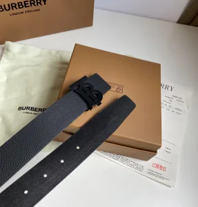 Essenceofluxury Mens Belts Burberry TB Belt in Black Leather 35MM A175PP240 AA202493