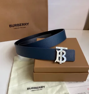 Burberry TB Belt Blue Black Leather 35MM 
