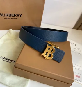 Burberry TB Belt Blue Black Leather 35MM 