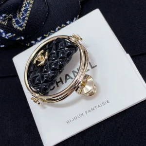 Essenceofluxury Womens Jewelry Chanel Micro Round Bag Brooch Black A152PP180 AA203723