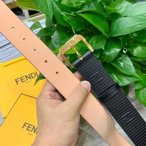 Fendi Black Leather Belt 38MM