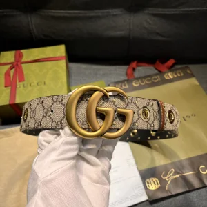 Gucci GG Marmont Eyelet Canvas Belt 40MM 
