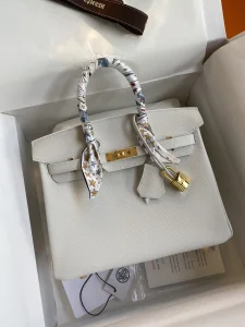 Hermes Birkin 25 Bag White Epsom