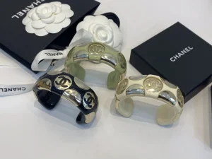 Chanel CC Logo Bangle Bracelet Yellow