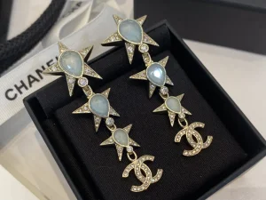 Chanel Crystal CC Multi Star Earrings
