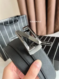 Zegna Logo Leather Belt Black 35MM