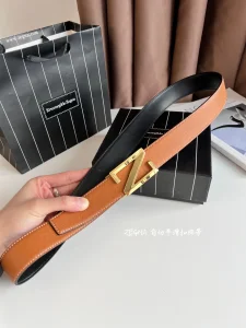 Zegna Logo Leather Belt Brown Black 35MM