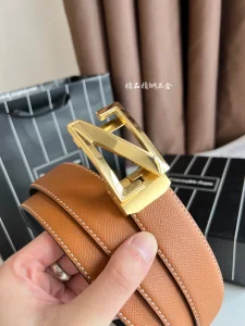 Zegna Logo Leather Belt Brown Black 35MM