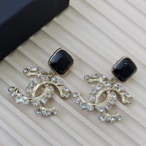 Chanel Crystal CC Drop Earrings