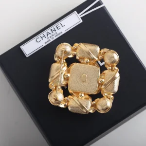 Chanel Crystal CC Square Brooch Pink