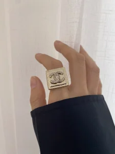 Chanel Crystal CC Square Rings