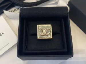 Chanel Crystal CC Square Rings