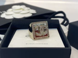 Chanel Crystal CC Square Rings