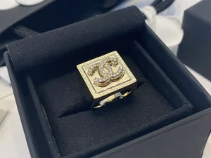 Chanel Crystal CC Square Rings