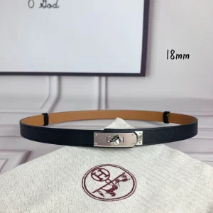 Hermes Kelly 18 Leather Belt Black 18MM
