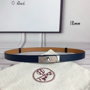 Hermes Kelly 18 Leather Belt Blue 18MM