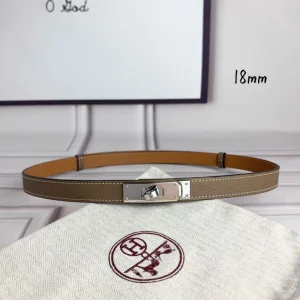 Hermes Kelly 18 Leather Belt Gray 18MM