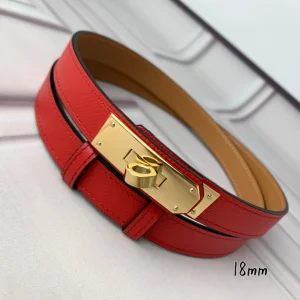 Hermes Kelly 18 Leather Belt Red 18MM