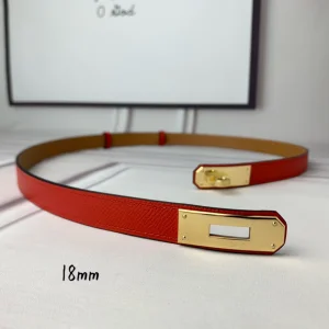 Hermes Kelly 18 Leather Belt Red 18MM