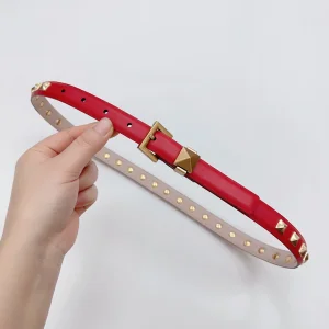 Valentino One Stud Leather Belt Red 20MM