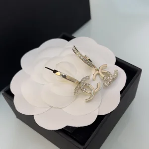 Chanel Crystal CC Logo Earrings