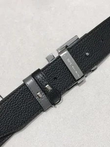 Fendi FF Logo Black Leather Belt 38MM