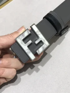 Fendi FF Logo Black Leather Belt 38MM