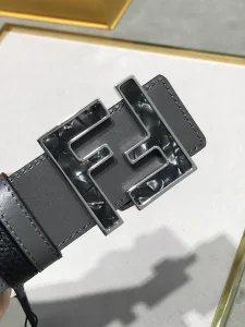 Fendi FF Logo Black Leather Belt 38MM