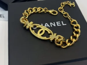 Chanel Crystal CC Gold Chain Bracelet