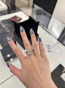 Chanel Crystals CC Rings White