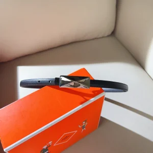 Hermes Thin Leather Belt Black 15MM