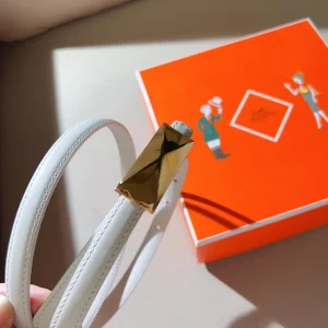 Hermes Thin White Leather Belt 15MM