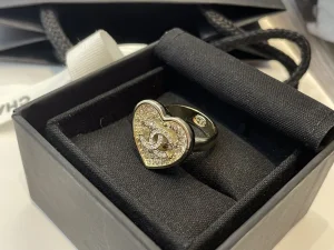 Chanel CC Crystals Heart Rings