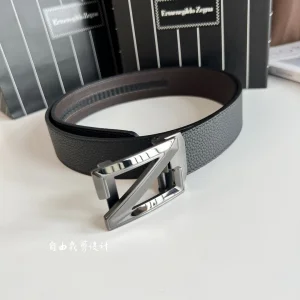 Zegna Leather Belt Black Brown 35MM