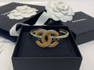 Chanel Crystal CC Bangle Bracelet