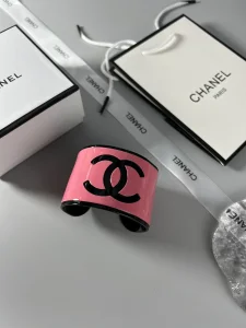Chanel CC Logo PVC Bangle Bracelet Pink