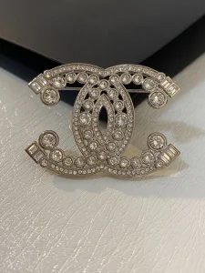 Chanel Crystals CC Logo Brooch
