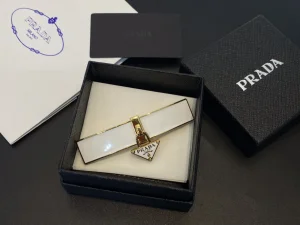 Prada Metal Hair Clip White Gold