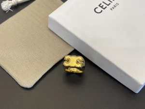 Celine Triomphe Chevaliere Gold Rings