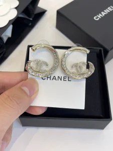 Chanel Crystals CC Moon Earrings