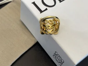 Loewe Pave Anagram Crystal Gold Rings