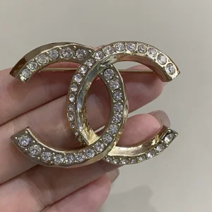 Chanel Crystal CC Logo Brooch