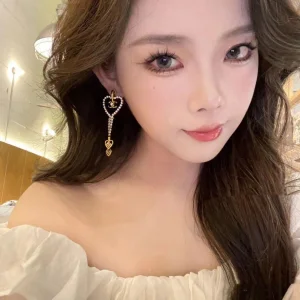 Chanel Crystal Heart Earrings