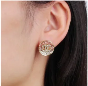 Chanel Crystal CC Round Earrings